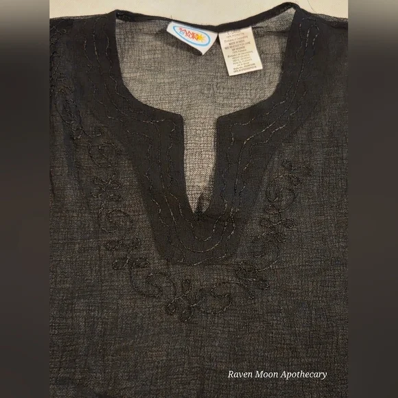 Black Sheer Top / Cover Up - Picture 2 of 8